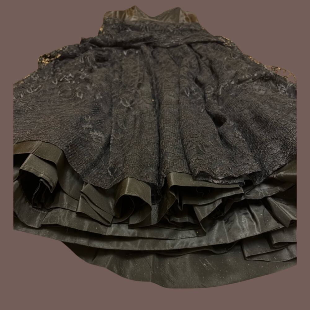 VTG 1950s Black Floral Lace Fit & Flare Cocktail Dress w/ Talon Zipper Size XS - Picture 6 of 6